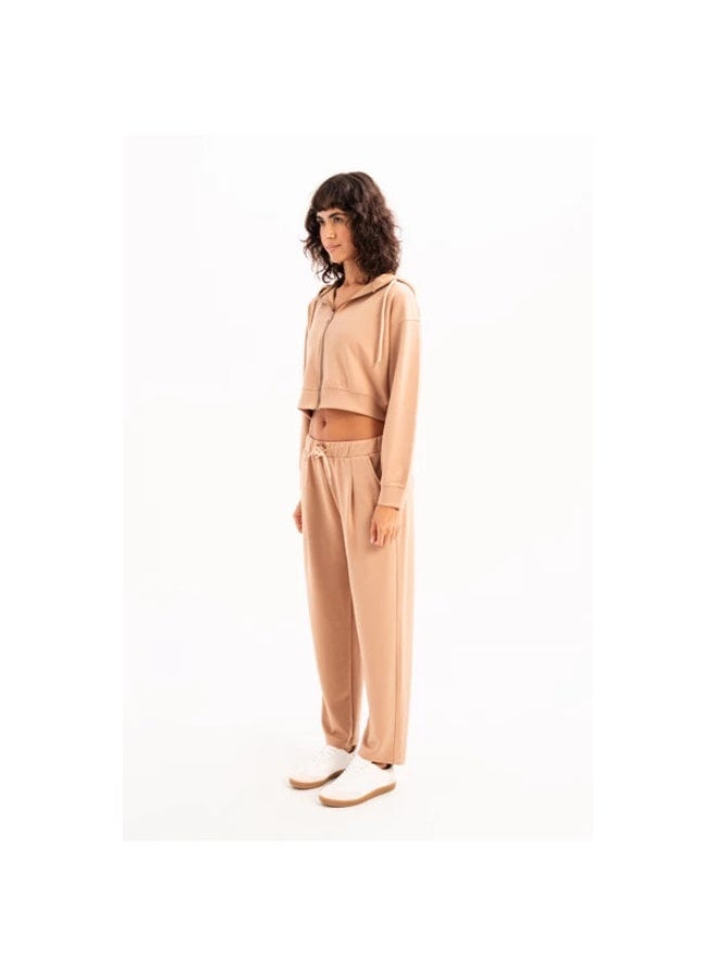 JUSTEVER Oversize Fit Elastic Waist Pocket Relaxed Cut Mink Women's Sweatpants - Flex - Image 5