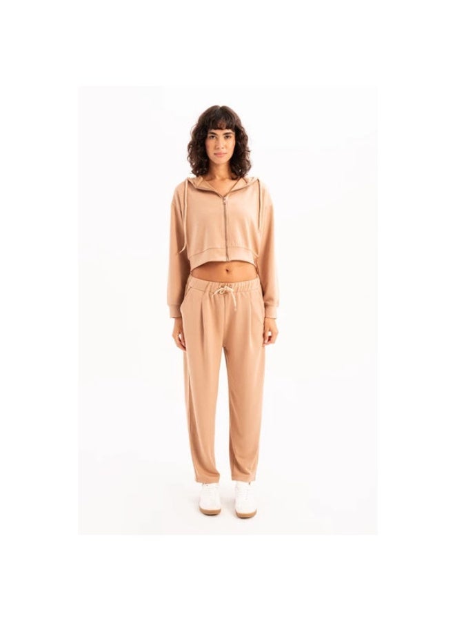 JUSTEVER Oversize Fit Elastic Waist Pocket Relaxed Cut Mink Women's Sweatpants - Flex - Image 3