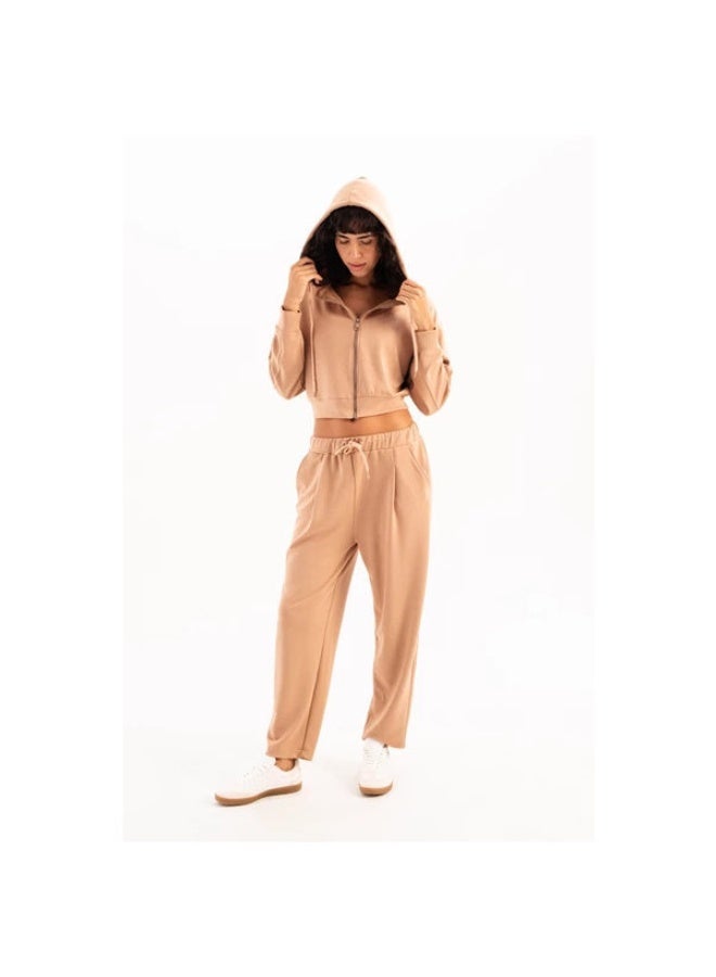 JUSTEVER Oversize Fit Elastic Waist Pocket Relaxed Cut Mink Women's Sweatpants - Flex - Image 2
