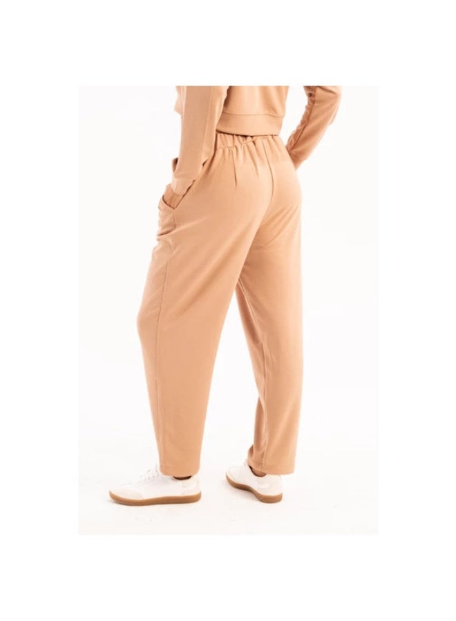 JUSTEVER Oversize Fit Elastic Waist Pocket Relaxed Cut Mink Women's Sweatpants - Flex - Image 4