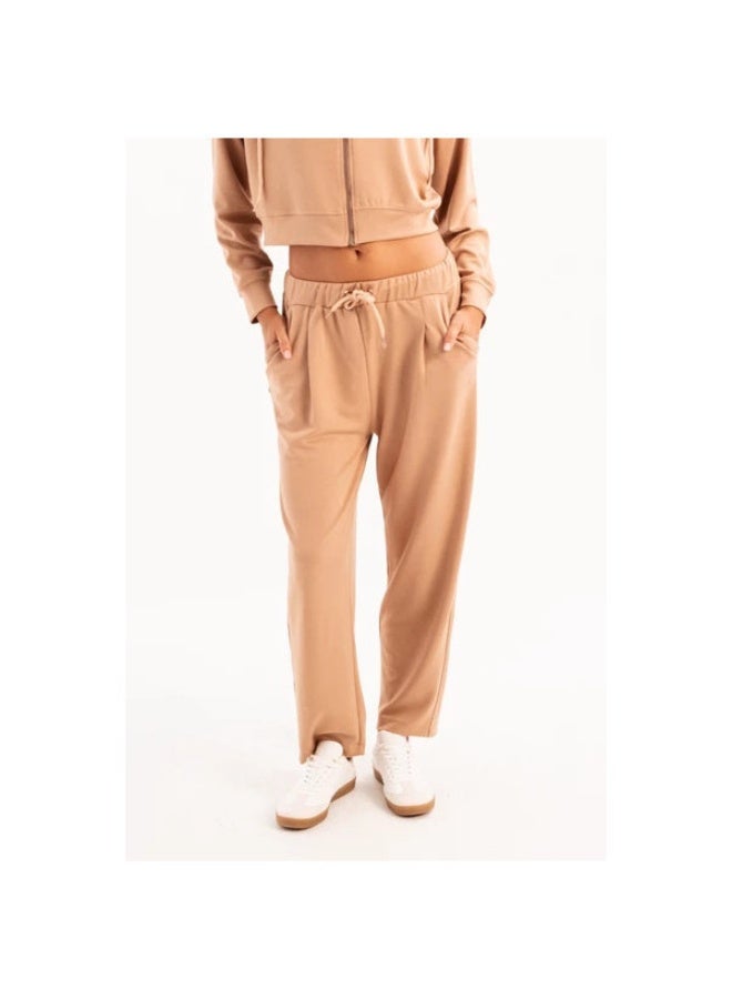 JUSTEVER Oversize Fit Elastic Waist Pocket Relaxed Cut Mink Women's Sweatpants - Flex - Image 1