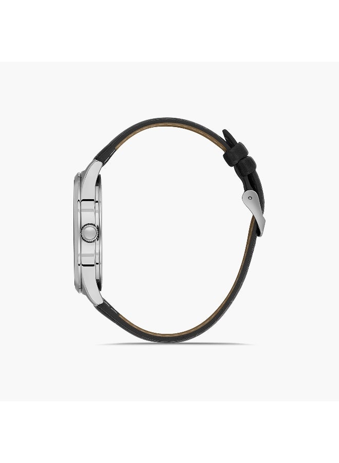 Omax Men's Silver Analog Watch with Black Strap - Image 2