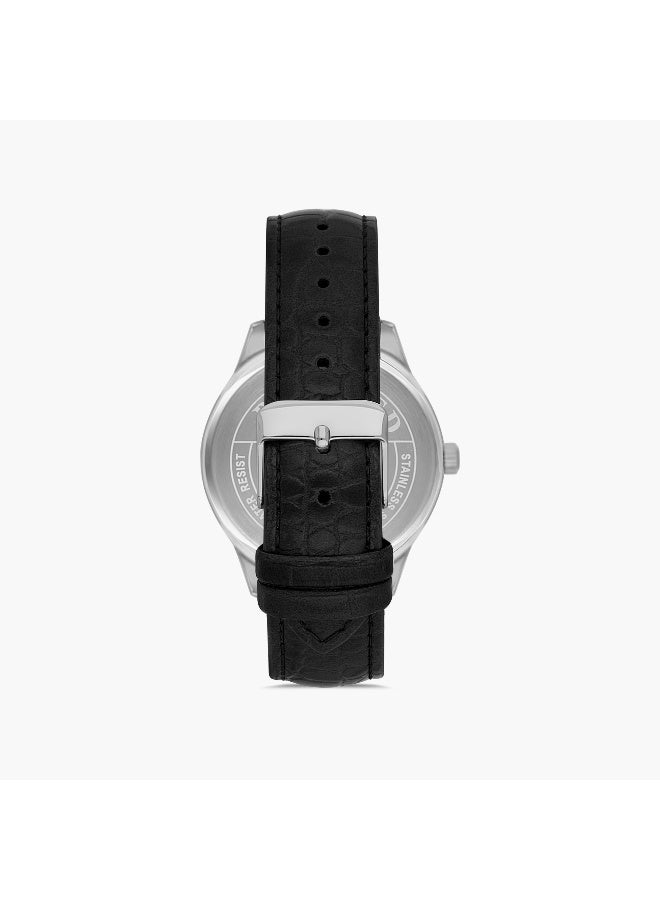Omax Men's Silver Analog Watch with Black Strap - Image 3