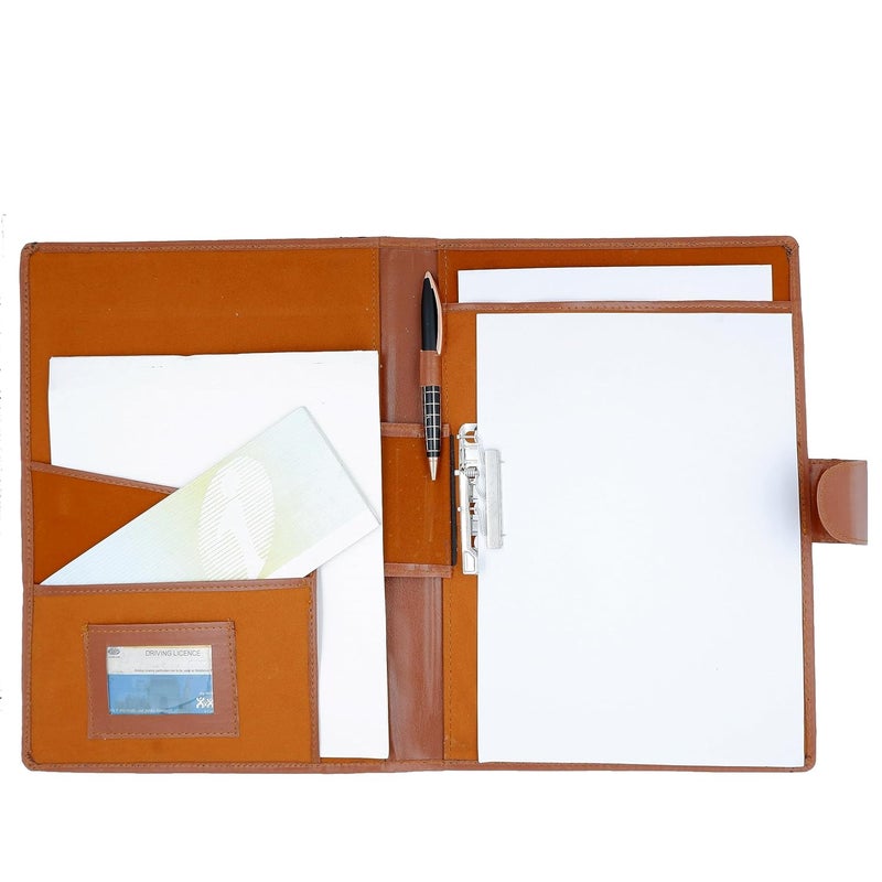 Asraw Professional PU Leather Multipurpose Magnetic Button Lock Conference File Folder Certificate Organiser for Meetings, Conferences, Seminars, Presentations, Interview Portfolio (Dark Brown) - Image 3