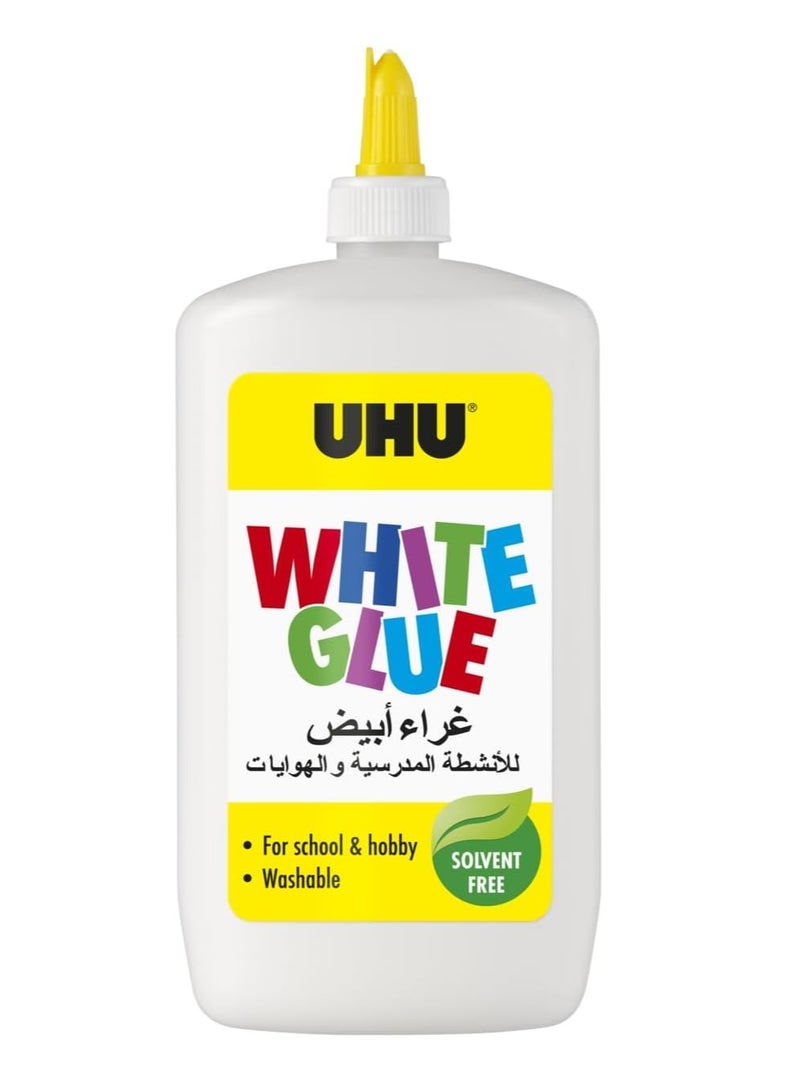 UHU White Glue 470 ml, the solvent-free crafts glue for creative fun.Glues paper, cardboard, felt, textiles, feathers, pearls, wood, natural materials, etc. - Image 1