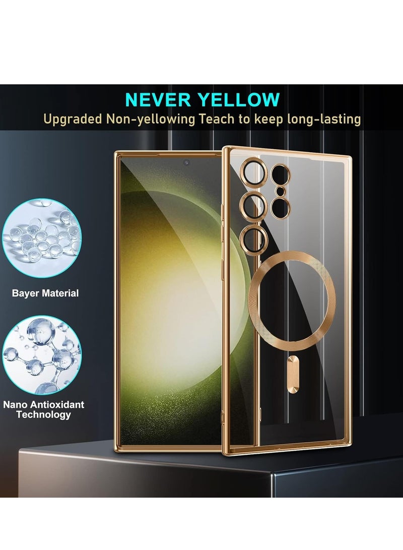 JAJEEK Clear Magnetic Case Compatible with Samsung Galaxy S25 Ultra 6.8" – Soft TPU Cover with Camera Protection, Wireless Charging Support, Durable & Stylish (Gold) - Image 5