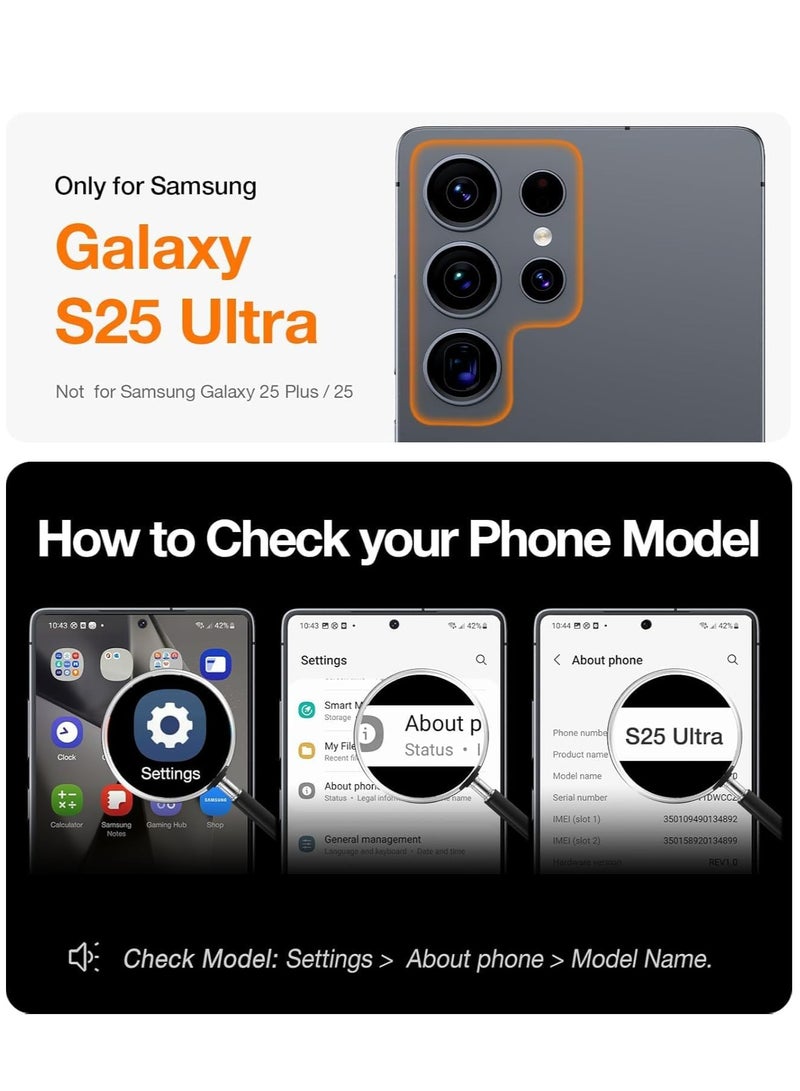 JAJEEK Clear Magnetic Case Compatible with Samsung Galaxy S25 Ultra 6.8" – Soft TPU Cover with Camera Protection, Wireless Charging Support, Durable & Stylish (Gold) - Image 2