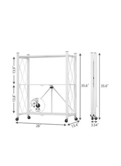 Abareek Al Safa Folding Storage Shelves on Wheels, 3-Tier Storage Shelves/White  - Image 3