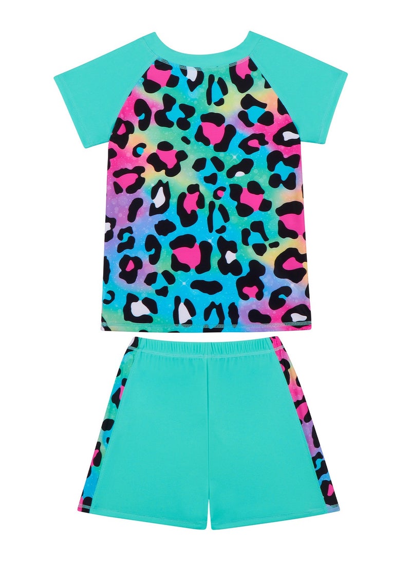 Loquat Digital Printed Split Children's Swimsuit Two-Piece Set Blue/Red - Image 3