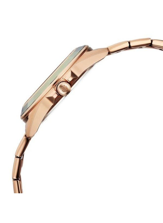 TITAN Glamour Quartz Multifunction Green Dial Rose Gold Stainless Steel Strap Watch for Women - 95315KM03 - Image 4