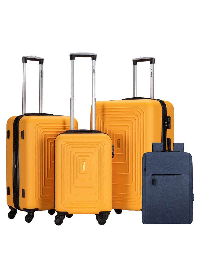 STARGOLD Luggage Set of 3 Pcs with Free Laptop Backpack – Lightweight Hard Shell Travel Luggage Set, ABS Unbreakable Suitcase Set of 3 with 360° Rotating Wheels & Combination Lock