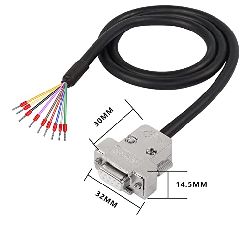 XMSJSIY DB9 Connector Adapter Cable, D-SUB 9Pin RS232 RS485 Serial Port Extension Cable Replacement with Bare Wire 22AWG (DB9 Female) - Image 3