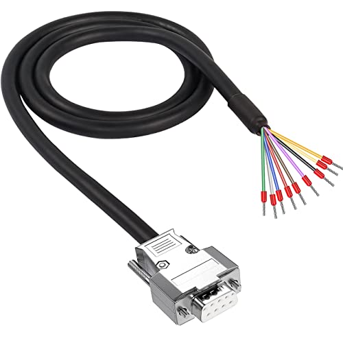 XMSJSIY DB9 Connector Adapter Cable, D-SUB 9Pin RS232 RS485 Serial Port Extension Cable Replacement with Bare Wire 22AWG (DB9 Female) - Image 1