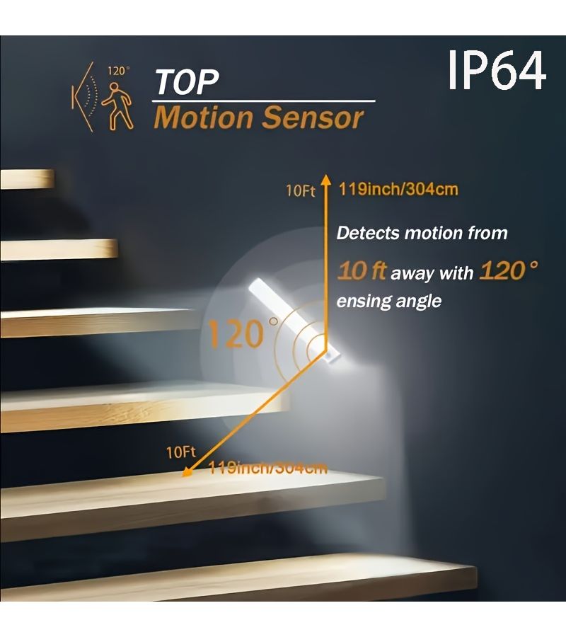2025 New Magnetic Installation LED Light With Human Motion Sensor 19.69 Inch 2pcs Cold Light 3 Color Adjustable Mode Built In Lithium Battery 200 To 400mAh For Camper Vehicle Bedroom Living Room Cabinet Office - Image 5