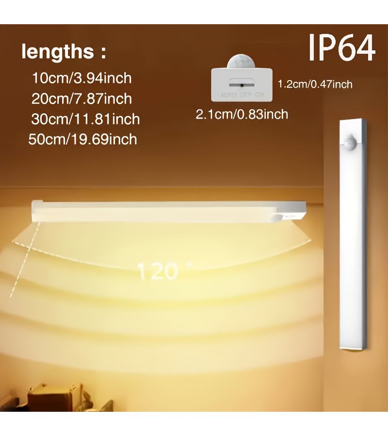 2025 New Magnetic Installation LED Light With Human Motion Sensor 19.69 Inch 2pcs Cold Light 3 Color Adjustable Mode Built In Lithium Battery 200 To 400mAh For Camper Vehicle Bedroom Living Room Cabinet Office - Image 2