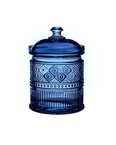 Godinger Canister Storage Container Non Leaded Crystal Storage Canister Blue 4X6