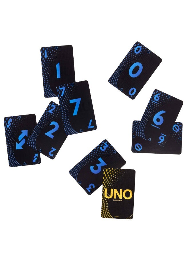 Mattel Games UNO Card Game Gold Edition for Kid, Adult & Family Nights & Parties, Collectible Deck Embossed with Foil Accents - Image 4