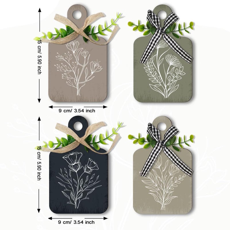 PH PandaHall 4pcs Kitchen Wooden Hanging Signs, Wall Decor Wood Sign Flower Kitchen Signs Wall Decor Hanging Plaques Farmhouse Sign Wood Bar Sign for Home Kitchen Dining Living Room Bar Cafe Art Decor - Image 2