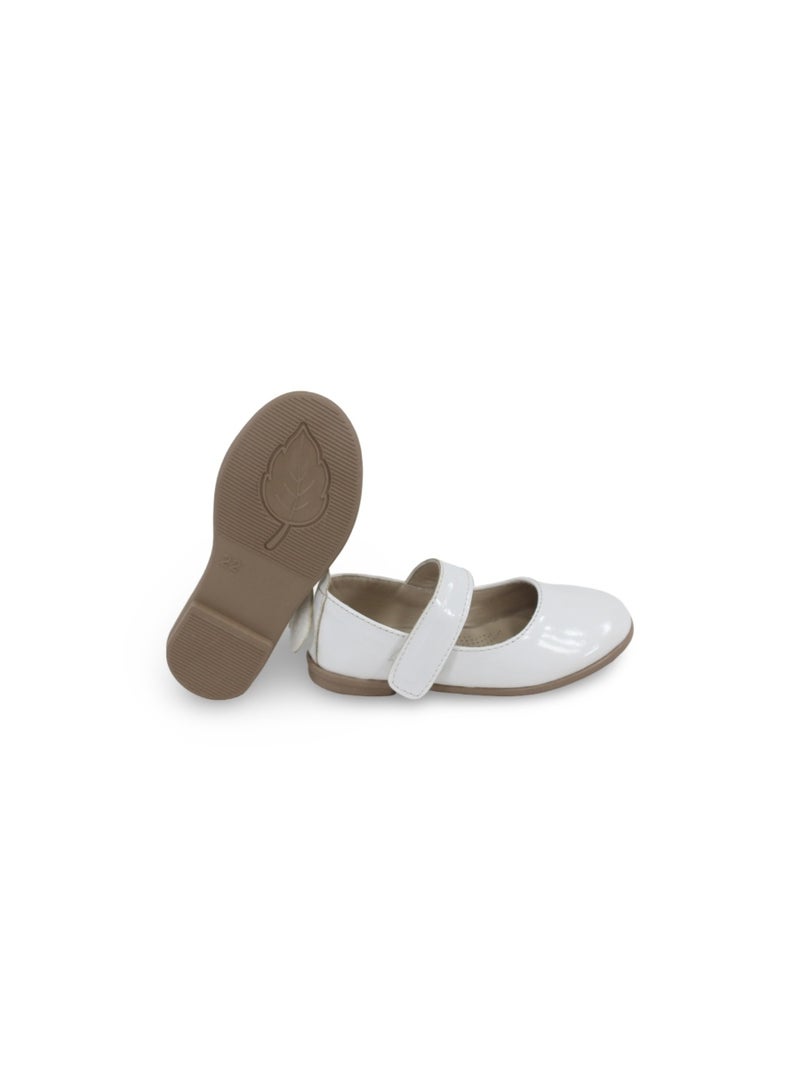 EASY Baby Girls Leather Ballerina – Shiny White - Image 1