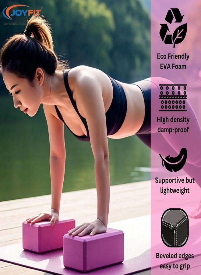 JoyFit Yoga Blocks Set of 2 with Yoga Belt | High-Density EVA Foam Yoga Bricks for Stretching, Balance & Support | Soft Non-Slip Surface (9×6×3 inch) - Image 4