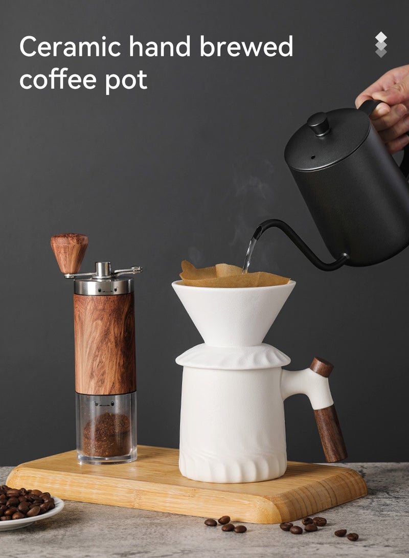 LEOKOR Pour Over Coffee Maker Set with Permanent 60° Angled V-Shaped Coffee Dripper Ceramic Brewer Manual Coffee Maker for 1-2 Cup White - Image 3