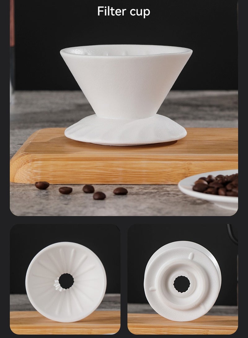 LEOKOR Pour Over Coffee Maker Set with Permanent 60° Angled V-Shaped Coffee Dripper Ceramic Brewer Manual Coffee Maker for 1-2 Cup White - Image 5