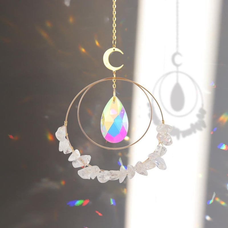 Cactopia Crystal Chips Round Suncatcher Prism Effect for Gifts, Window Hanging Ornament & Boho Garden Decor (Clear) - Image 3