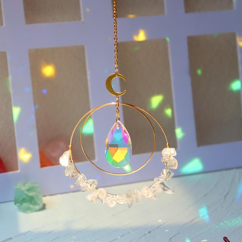 Cactopia Crystal Chips Round Suncatcher Prism Effect for Gifts, Window Hanging Ornament & Boho Garden Decor (Clear) - Image 4
