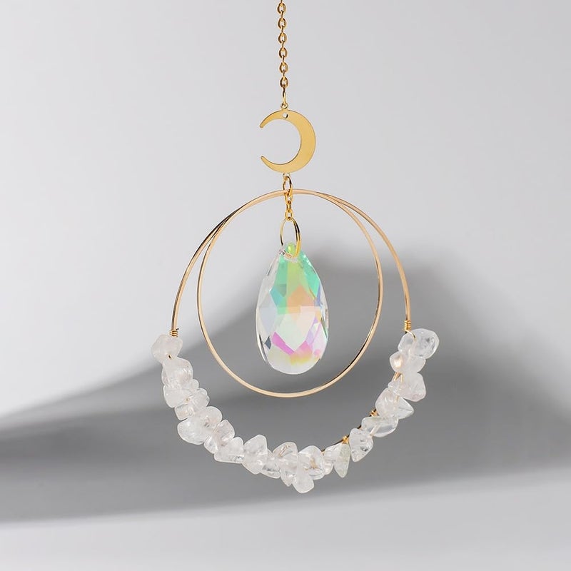 Cactopia Crystal Chips Round Suncatcher Prism Effect for Gifts, Window Hanging Ornament & Boho Garden Decor (Clear) - Image 1