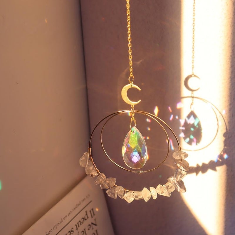 Cactopia Crystal Chips Round Suncatcher Prism Effect for Gifts, Window Hanging Ornament & Boho Garden Decor (Clear) - Image 2