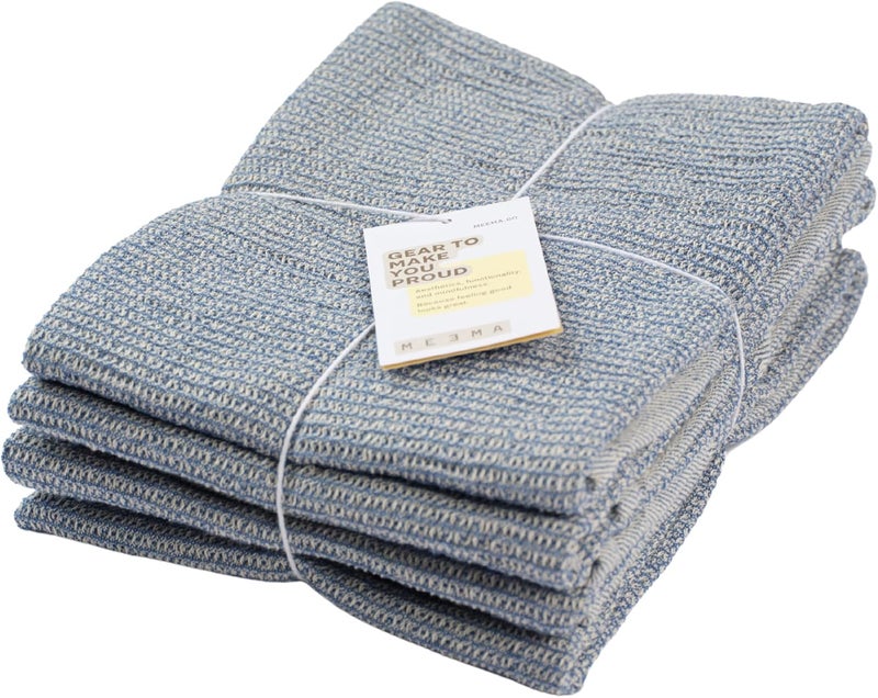 MEEMA Kitchen Towels and Dishcloths Sets of 4  Large 20 x 28 Inch  Upcycled Cotton Tea Towels for Kitchen  Super Absorbent  Blue  Hand Towels - Image 1