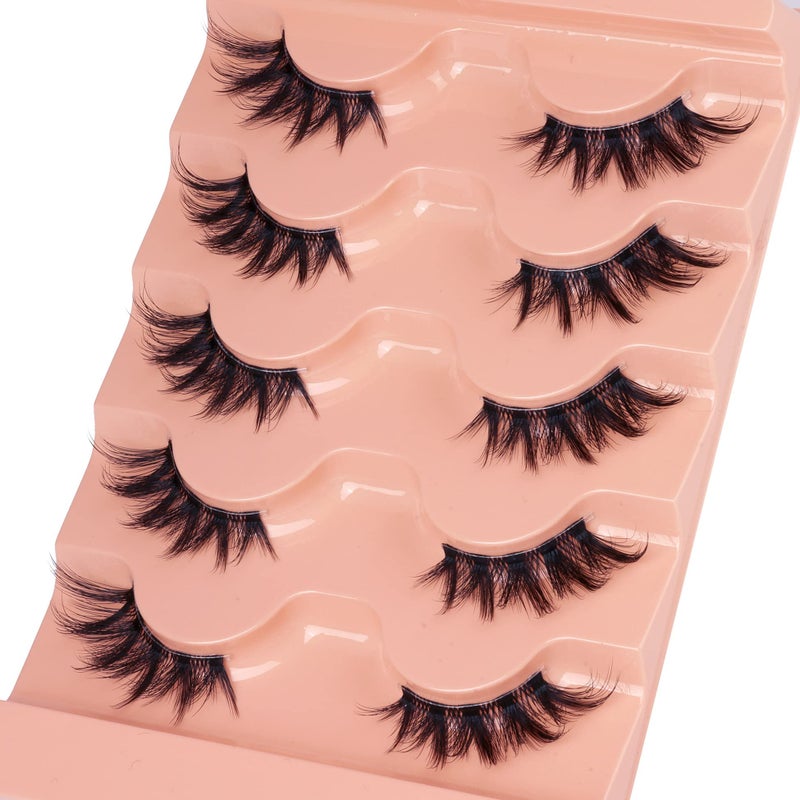 Winifred Half Lashes Natural Look Cat Eye False Eyelashes Wispy 3D Faux Mink Lashes Clear Band Fluffy Strip Eyelashes by Winifred - Image 3