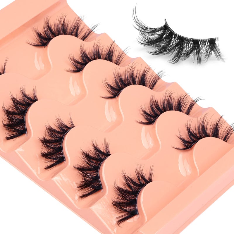 Winifred Half Lashes Natural Look Cat Eye False Eyelashes Wispy 3D Faux Mink Lashes Clear Band Fluffy Strip Eyelashes by Winifred - Image 5