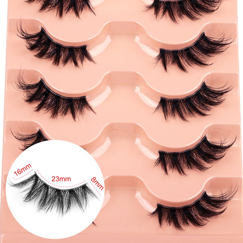 Winifred Half Lashes Natural Look Cat Eye False Eyelashes Wispy 3D Faux Mink Lashes Clear Band Fluffy Strip Eyelashes by Winifred - Image 4