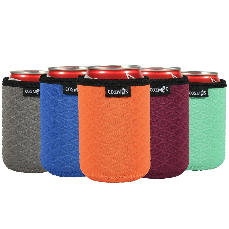Cosmos 12 Oz Standard Can Sleeve Neoprene Regular Can Cooler Cover Non-Slip Insulated Bottle Cover Coolier Holder for Beer Beverage Drink Soda, 5 Pcs Insulator Can Holder (For 12 Oz Standard Can) - Image 1