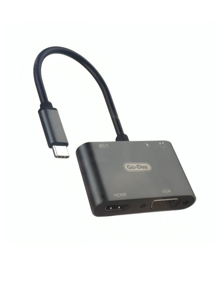 GO-DES Adapter GD-6822 Type C 5 in 1 Multiport Support 4K HD Display Quality - Image 2