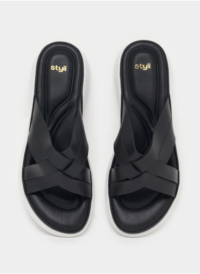 Styli Cross Strap Platform Sandals  - Image 5