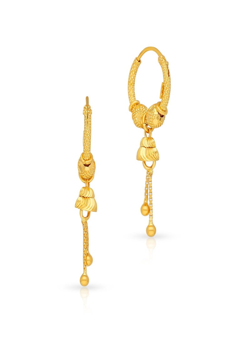 Malabar Gold and Diamonds أقراط هووب دائرية بتصميم بالي 22 قيراط 916 للنساء ERZNS43593 - Image 1