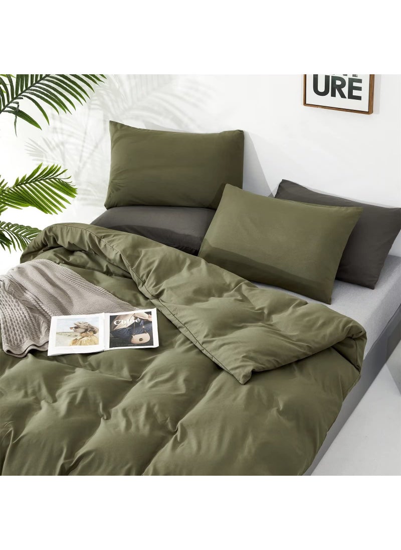 Houseri Houseri Olive Green Comforter Set King Size Army Green Bedding Comforter Sets King Men Women Solid Green Comforter Military Green Bedding Set King Comfy Soft Breathable Dark Green Bed Blanket King  - Image 4