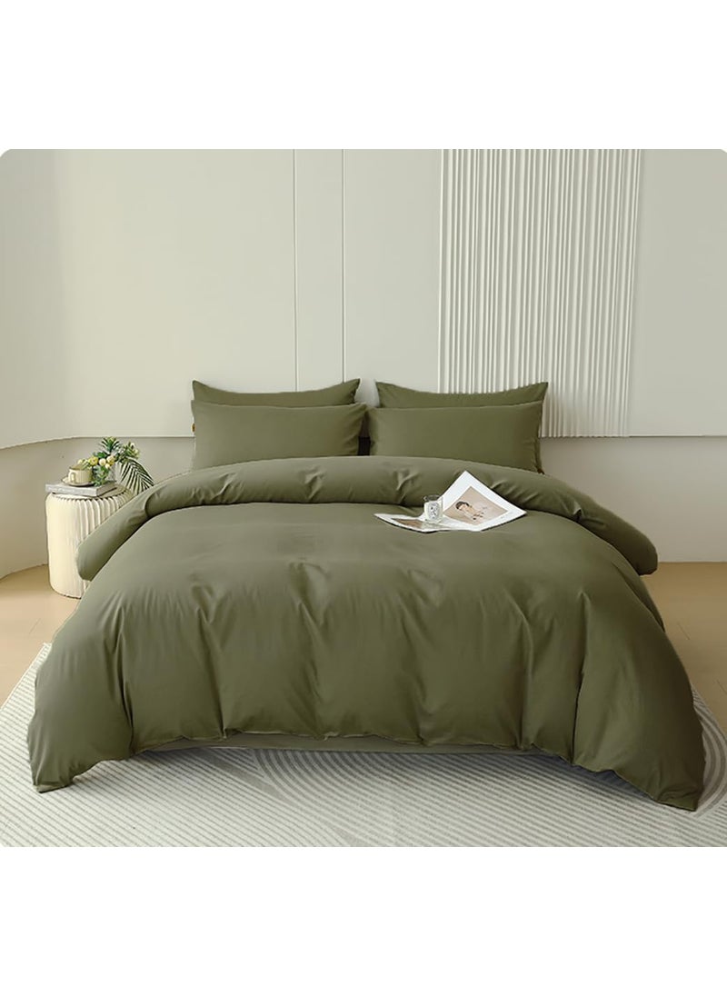 Houseri Houseri Olive Green Comforter Set King Size Army Green Bedding Comforter Sets King Men Women Solid Green Comforter Military Green Bedding Set King Comfy Soft Breathable Dark Green Bed Blanket King  - Image 1