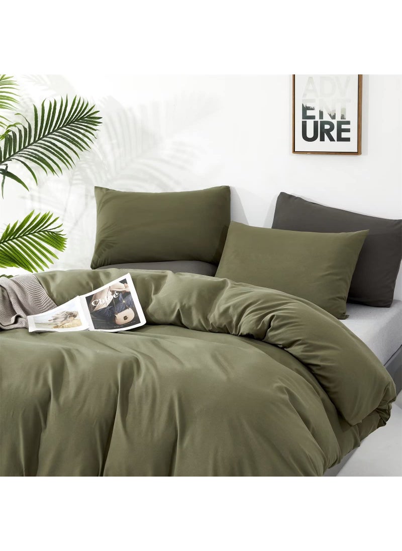 Houseri Houseri Olive Green Comforter Set King Size Army Green Bedding Comforter Sets King Men Women Solid Green Comforter Military Green Bedding Set King Comfy Soft Breathable Dark Green Bed Blanket King  - Image 2