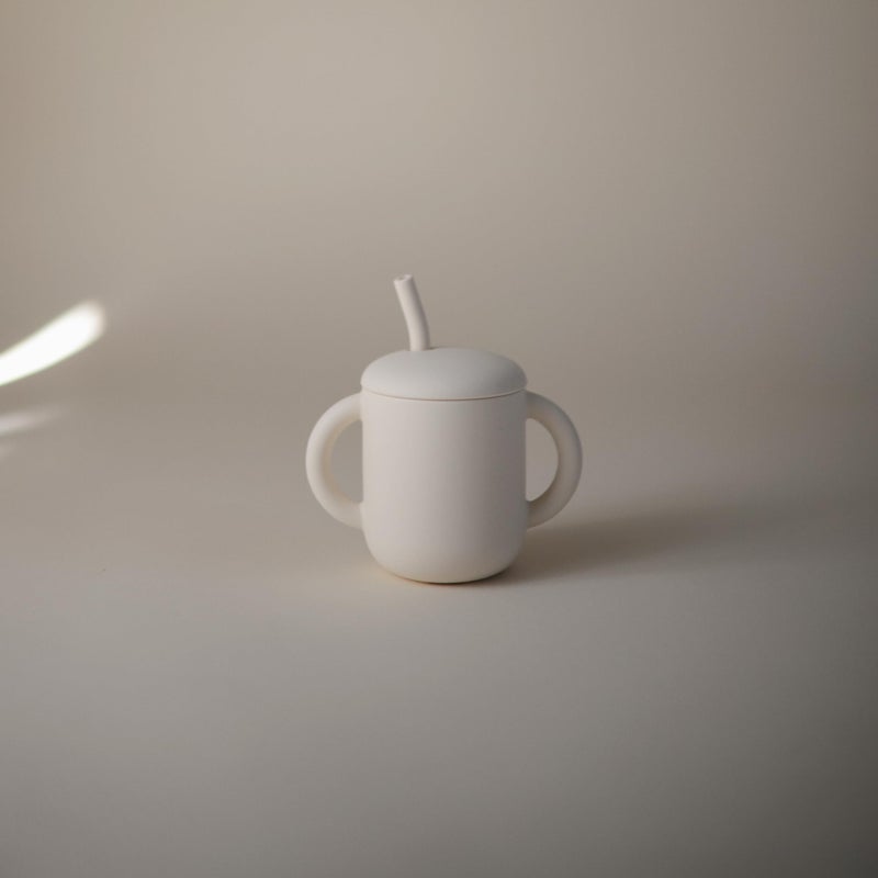 mushie 100% Silicone Training Cup & Straw for Toddlers | 6 Months+ (Whales) - Image 3