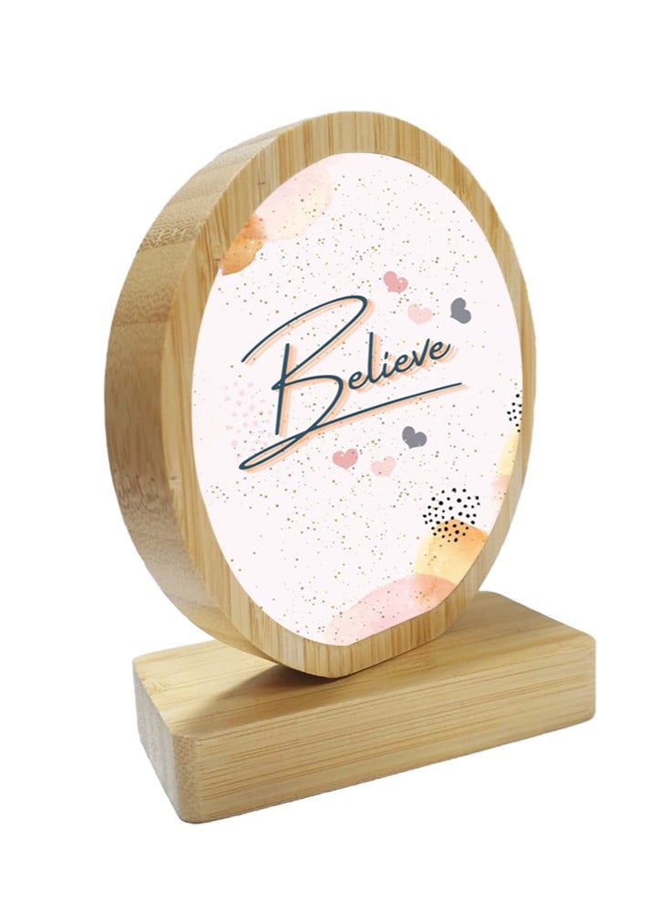Service Zone Protective Printed White Round Shape Wooden Photo Frame for Table Top Believe - Image 2