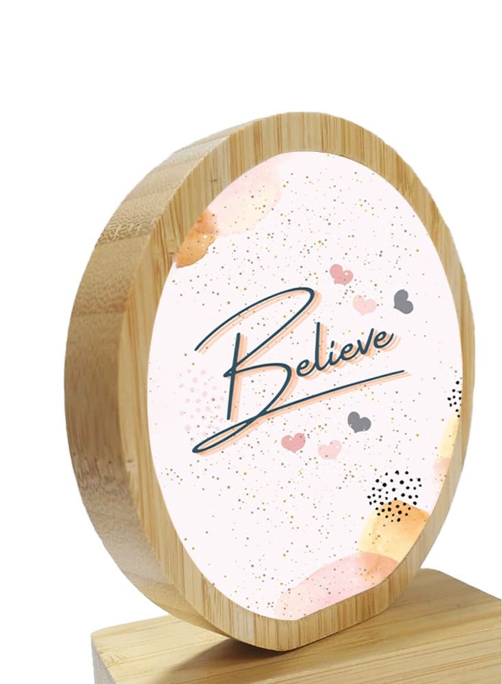 Service Zone Protective Printed White Round Shape Wooden Photo Frame for Table Top Believe - Image 3