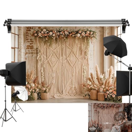 Kate 8x8ft25x25m Boho Backdrop Floral Brick Wall Interior Decoration Digital Printed Cloth Background Photo Studio Props