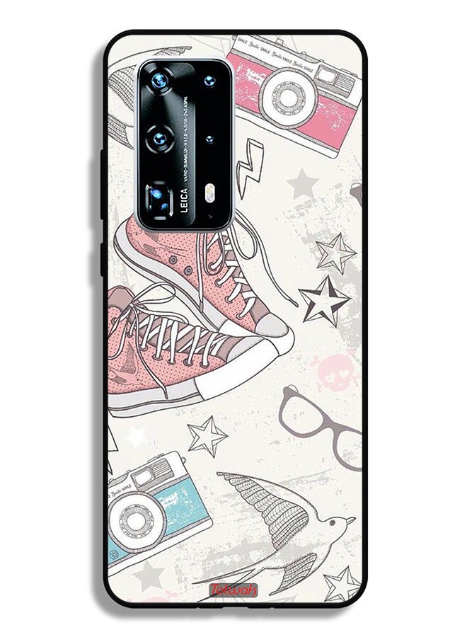Tolwak Huawei P40 Pro Plus 5G Protective Case Cover Canva Shoes And Camera Art - Image 2