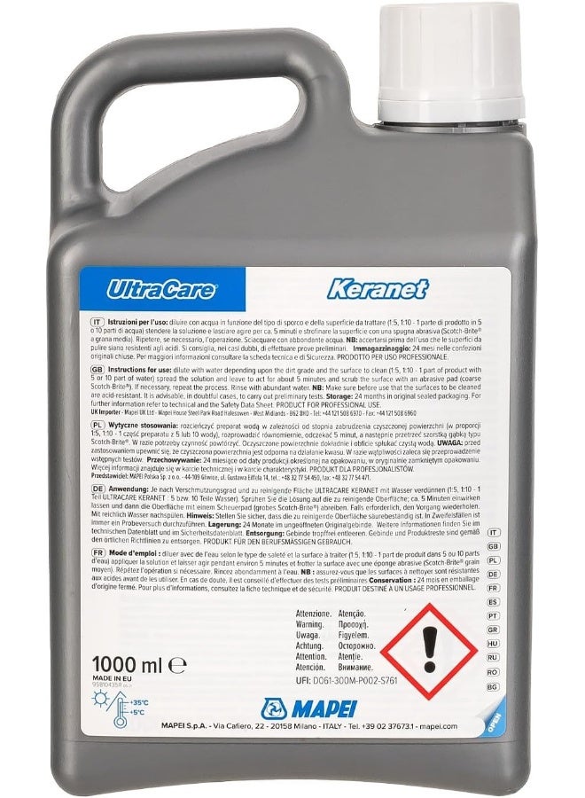 MAPEI Mapei Keranet Liquido - Acid-Based Cleaner For Ceramic Tiles, Terracotta, And Grout 0.9 Ltr  - Image 2