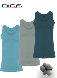 DICE A set of plain suspender undershirts in multiple colors, 3 pieces  - Image 2