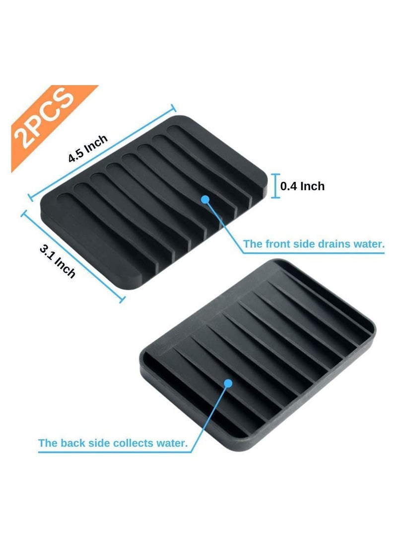 SYOSI Soap Dish, 2PCS Premium Silicone Soap Saver for Shower, Kitchen, Bathroom, Soap Holder for Tub, Razor, Soap Bar Container, Keep Dry, Non-Slip, Easy Cleaning - Image 3