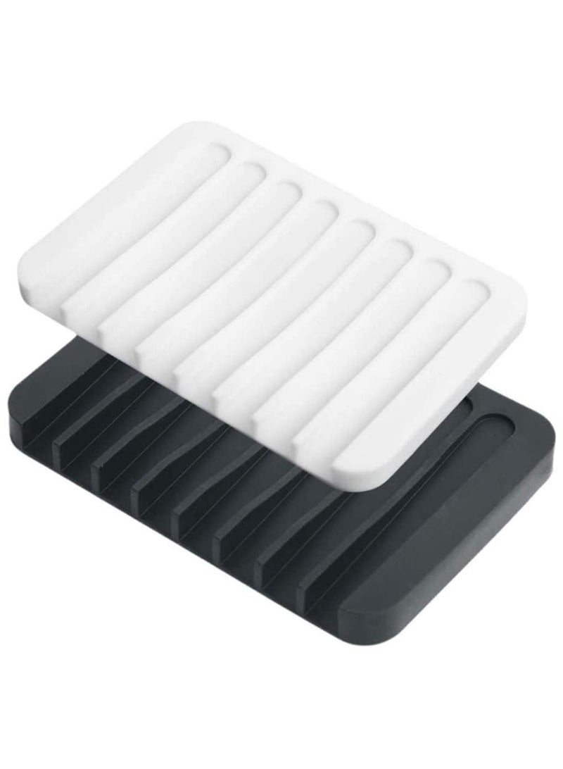 SYOSI Soap Dish, 2PCS Premium Silicone Soap Saver for Shower, Kitchen, Bathroom, Soap Holder for Tub, Razor, Soap Bar Container, Keep Dry, Non-Slip, Easy Cleaning - Image 1